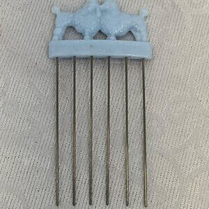 Vintage Glamour Lift Hairstyling Comb With Blue Poodle Design For Wigs & Chignon